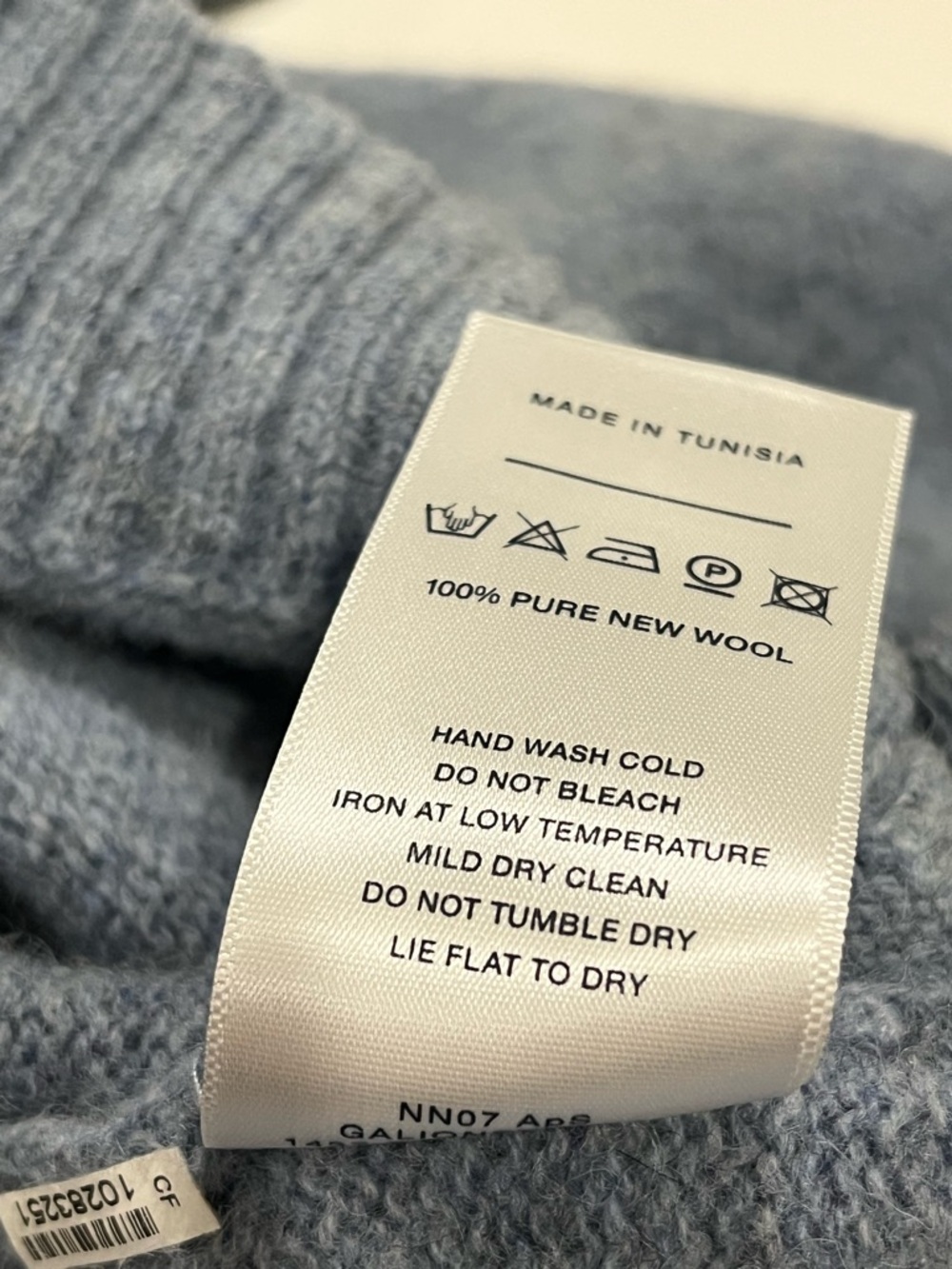 NN07 No Nationality 07 Men’s Nathan Sweater 100% Pure New Wool Light Blue Size L - Picture 7 of 9